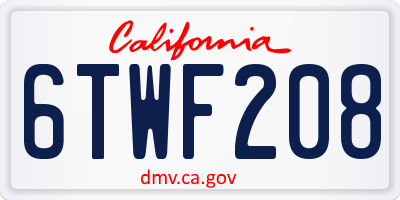 CA license plate 6TWF208