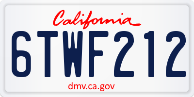 CA license plate 6TWF212