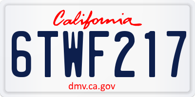 CA license plate 6TWF217