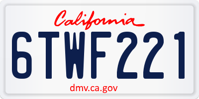 CA license plate 6TWF221