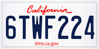 CA license plate 6TWF224