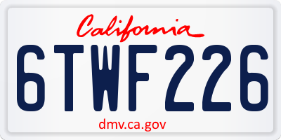 CA license plate 6TWF226