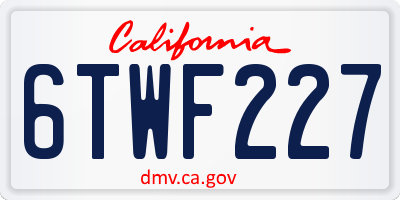 CA license plate 6TWF227