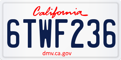 CA license plate 6TWF236