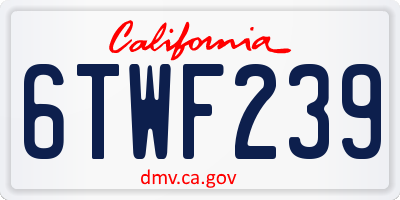 CA license plate 6TWF239