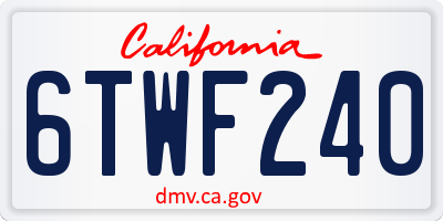 CA license plate 6TWF240