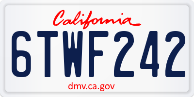 CA license plate 6TWF242