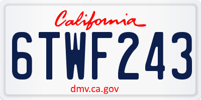 CA license plate 6TWF243