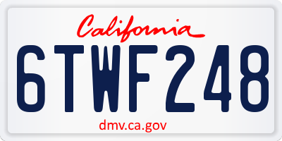 CA license plate 6TWF248