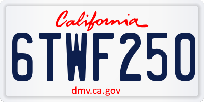 CA license plate 6TWF250