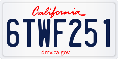 CA license plate 6TWF251