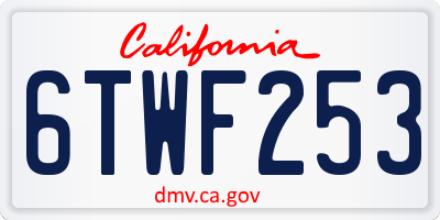 CA license plate 6TWF253