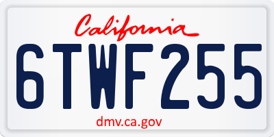 CA license plate 6TWF255
