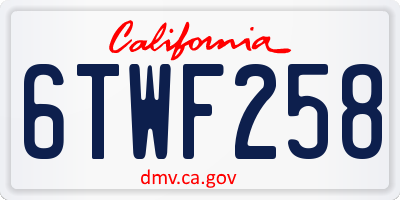 CA license plate 6TWF258