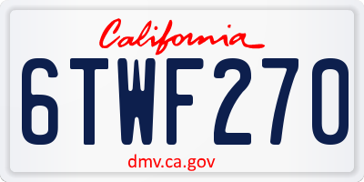 CA license plate 6TWF270