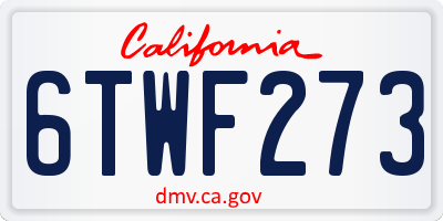 CA license plate 6TWF273