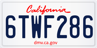 CA license plate 6TWF286