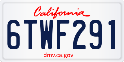 CA license plate 6TWF291