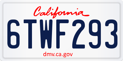 CA license plate 6TWF293