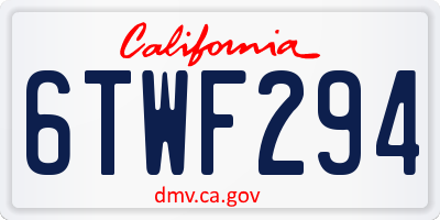 CA license plate 6TWF294