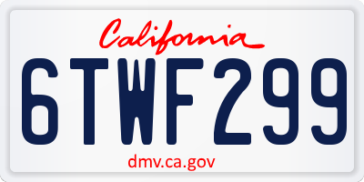 CA license plate 6TWF299