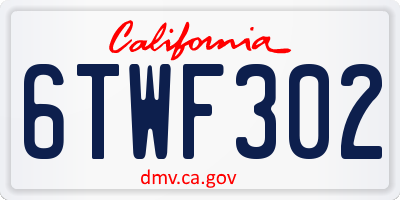 CA license plate 6TWF302