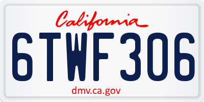 CA license plate 6TWF306