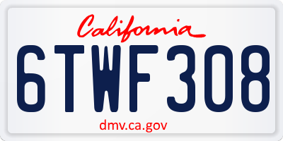 CA license plate 6TWF308