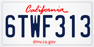 CA license plate 6TWF313
