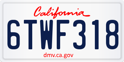 CA license plate 6TWF318