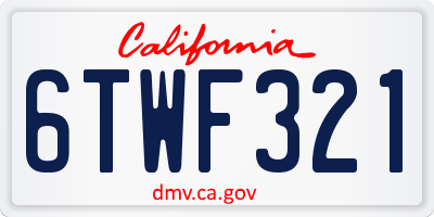 CA license plate 6TWF321