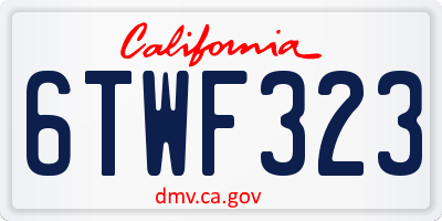 CA license plate 6TWF323