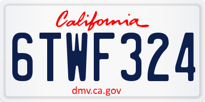 CA license plate 6TWF324