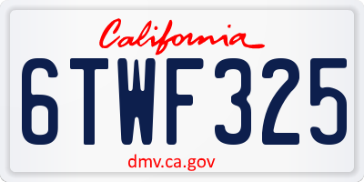 CA license plate 6TWF325