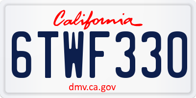 CA license plate 6TWF330