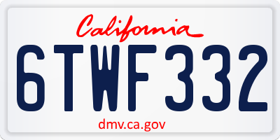 CA license plate 6TWF332