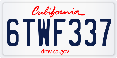 CA license plate 6TWF337
