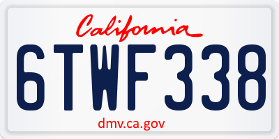 CA license plate 6TWF338