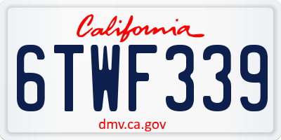 CA license plate 6TWF339