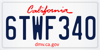 CA license plate 6TWF340