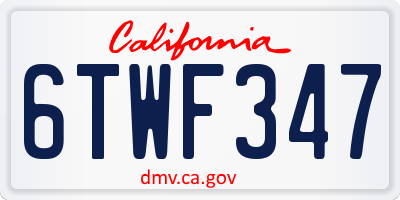 CA license plate 6TWF347