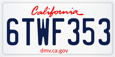 CA license plate 6TWF353