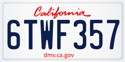 CA license plate 6TWF357