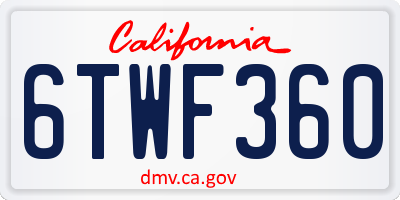 CA license plate 6TWF360