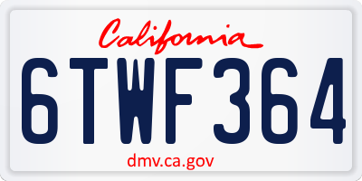 CA license plate 6TWF364