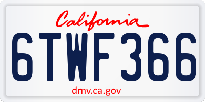 CA license plate 6TWF366