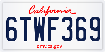 CA license plate 6TWF369