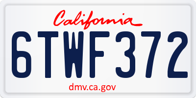 CA license plate 6TWF372