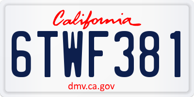 CA license plate 6TWF381