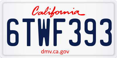 CA license plate 6TWF393